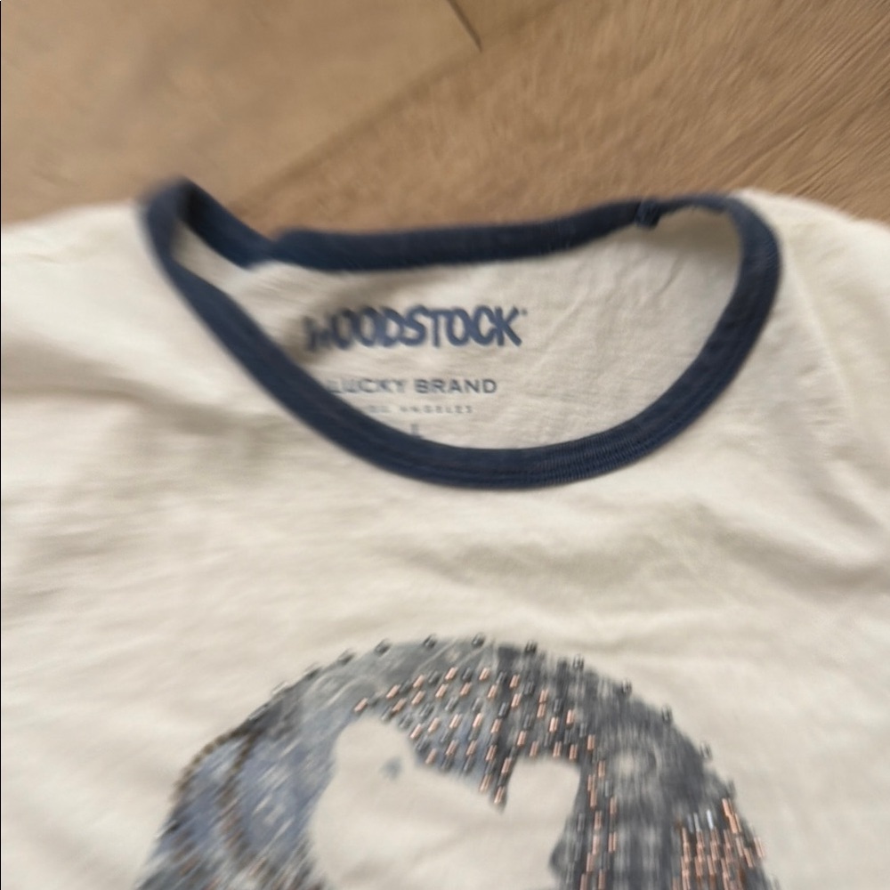 Women’s Lucky Brand Woodstock embellished Ringer t-shirt L - Picture 2 of 3